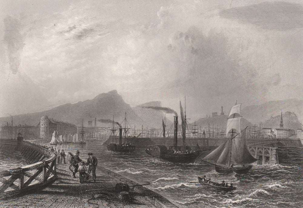 Leith pier and harbour. Scotland. BARTLETT c1840 old antique print picture